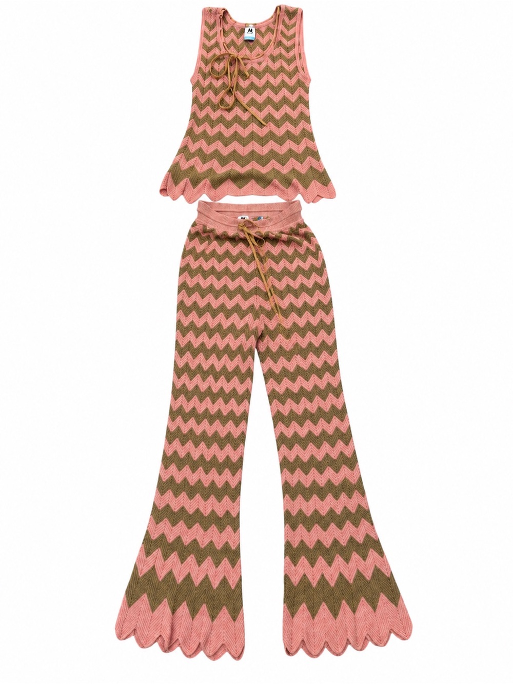 Missoni Pink & Olive Zigzag Knit Tank and Flare Pants
